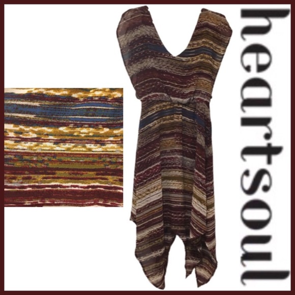 Heart Soul Dresses & Skirts - HEART SOUL Asymmetrical Dress - Midi, Burgundy / Maroon, Gold, Blue, Gray, Small